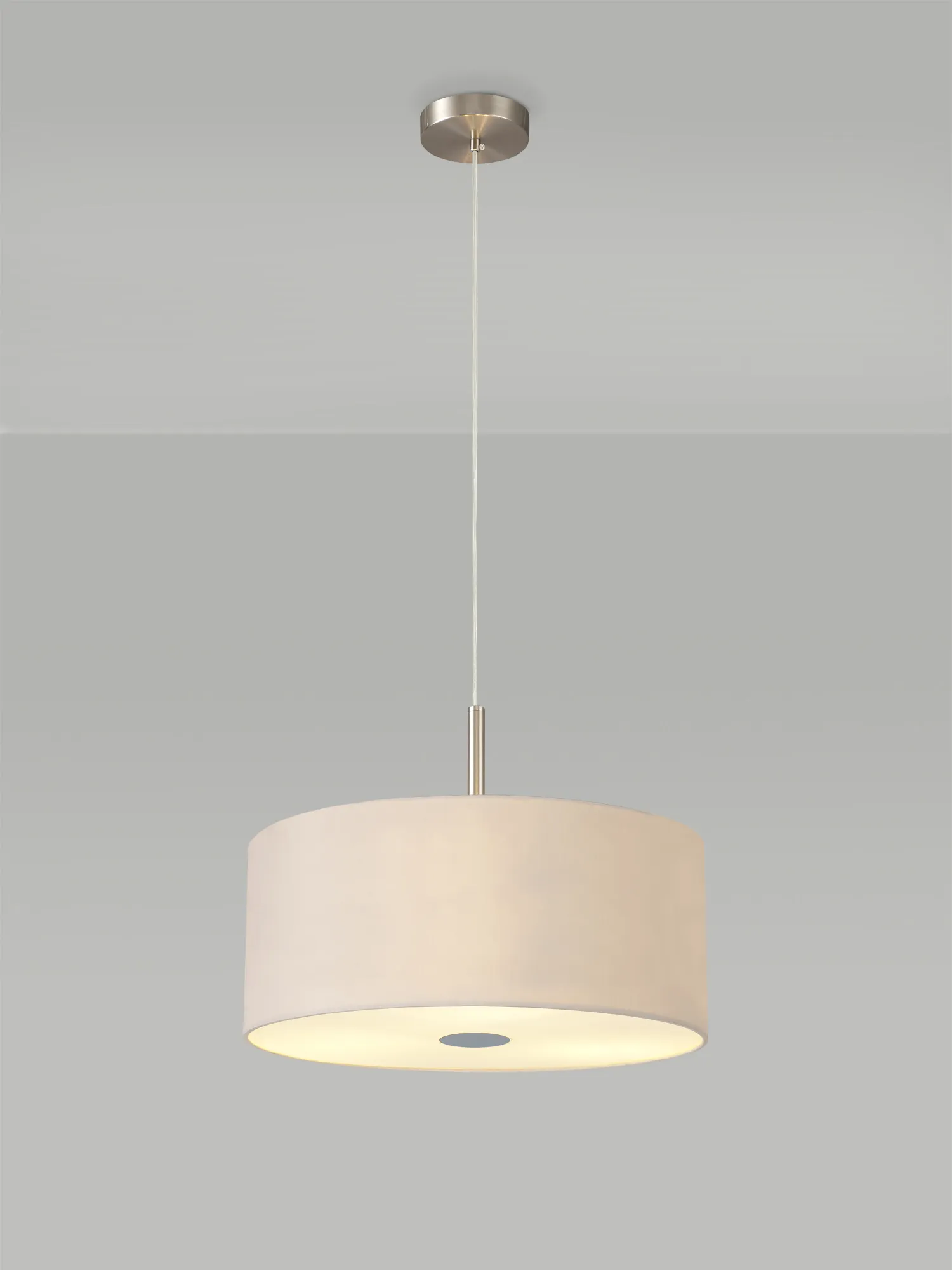 Baymont 40cm 3 Light Pendant Satin Nickel, Nude Beige/Moonlight, Frosted Diffuser DK0434  Deco Baymont SN NU